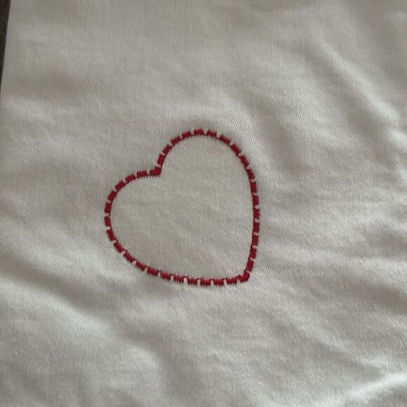 White Upcycled Square Napkins with Border Custom Home Heart Embroidery Set of 4 - Picture 4 of 4